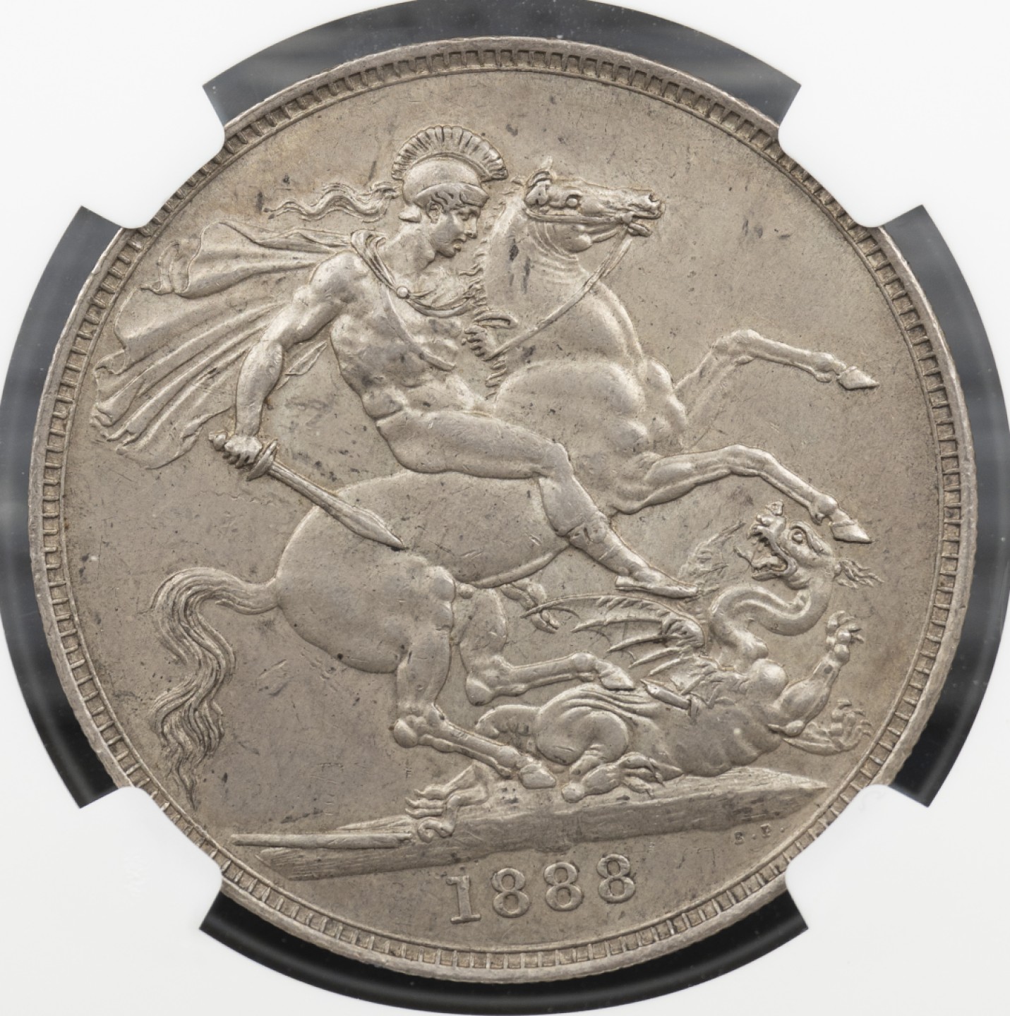 万国钱币拍卖第005期 英国1888维多利亚高冠马剑银币，少见年份，原味包浆。