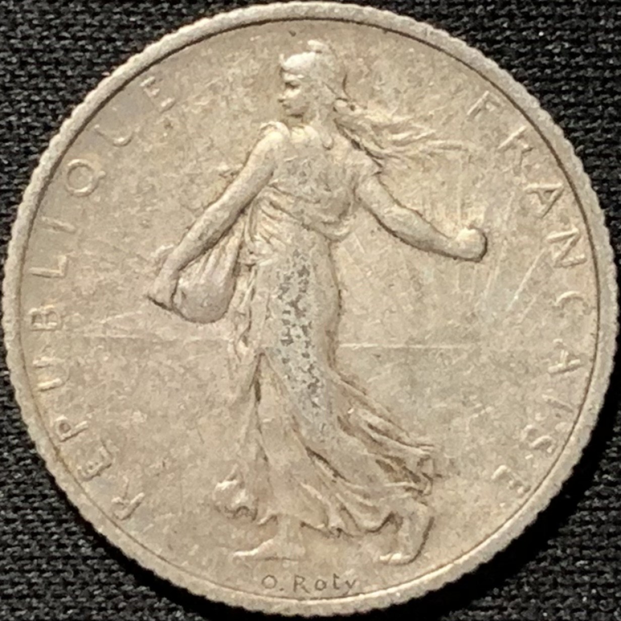 紫瑗钱币——第264期拍卖 法国 1915年 播种女神 1法郎 5克 0.835银