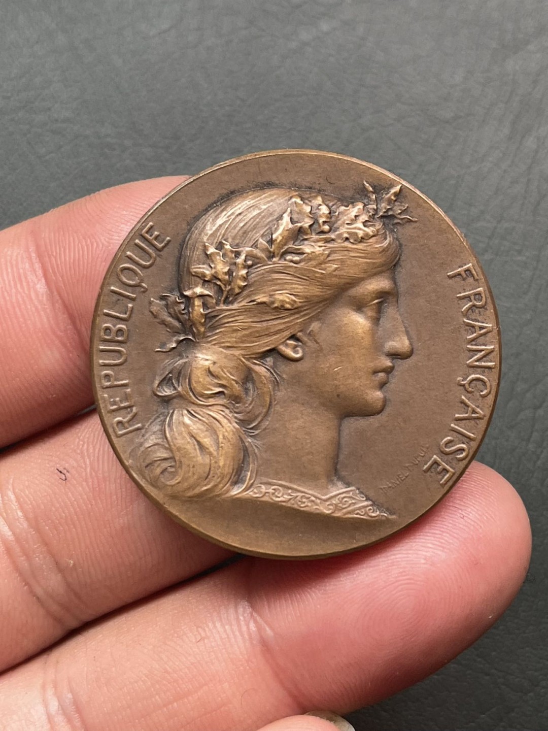 第八场，欧洲艺术章牌代币拍卖（实时专场，机器自动拍卖，请提前出好价格） 法国玛丽安娜花环艺术铜章