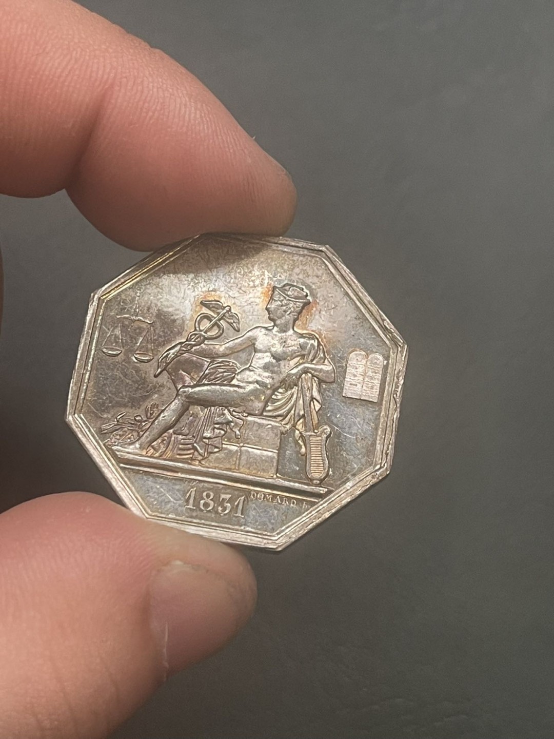 第八场，欧洲艺术章牌代币拍卖（实时专场，机器自动拍卖，请提前出好价格） 法国墨丘利八角银章