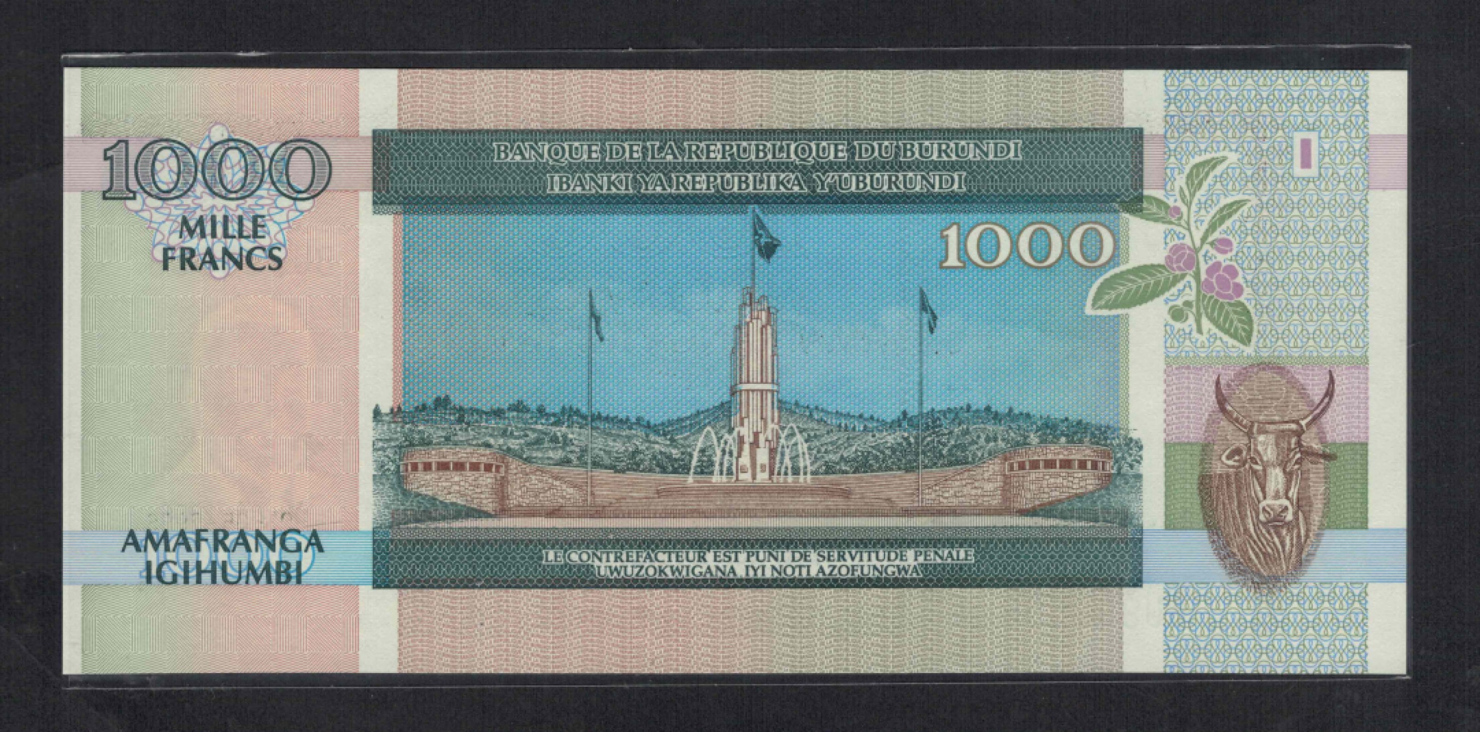 布隆迪1000法郎 2006年 无47 好号码 非洲纸币 实物图 UNC
