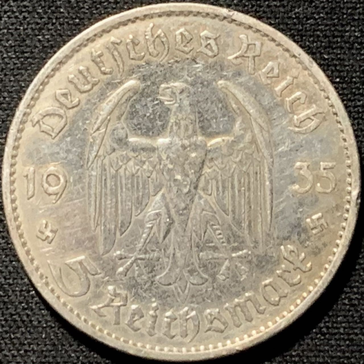 紫瑗钱币——第264期拍卖 德国 1935年 A版 波茨坦教堂 5马克 13.9克 0.9银