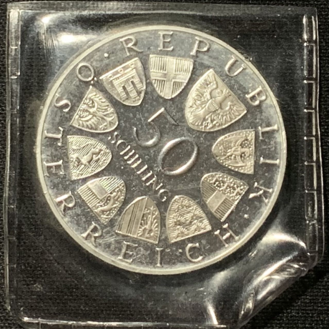 紫瑗钱币——第264期拍卖 奥地利 1974年 广播系统成立50周年 20先令 20克 0.64银 精制 原封