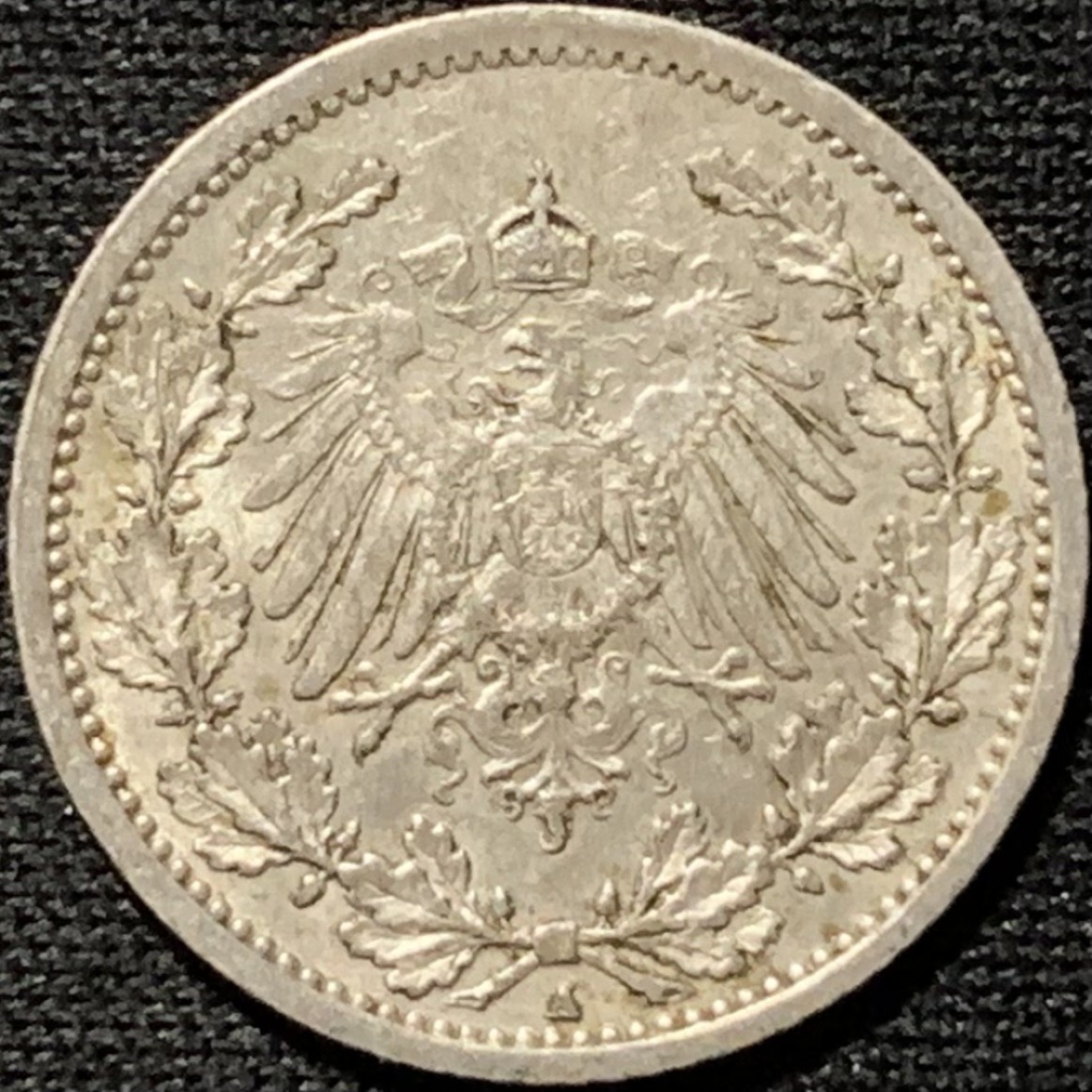 紫瑗钱币——第264期拍卖 德国 1908年 A版 第二帝国 1/2马克 银币 2.77克 0.9银