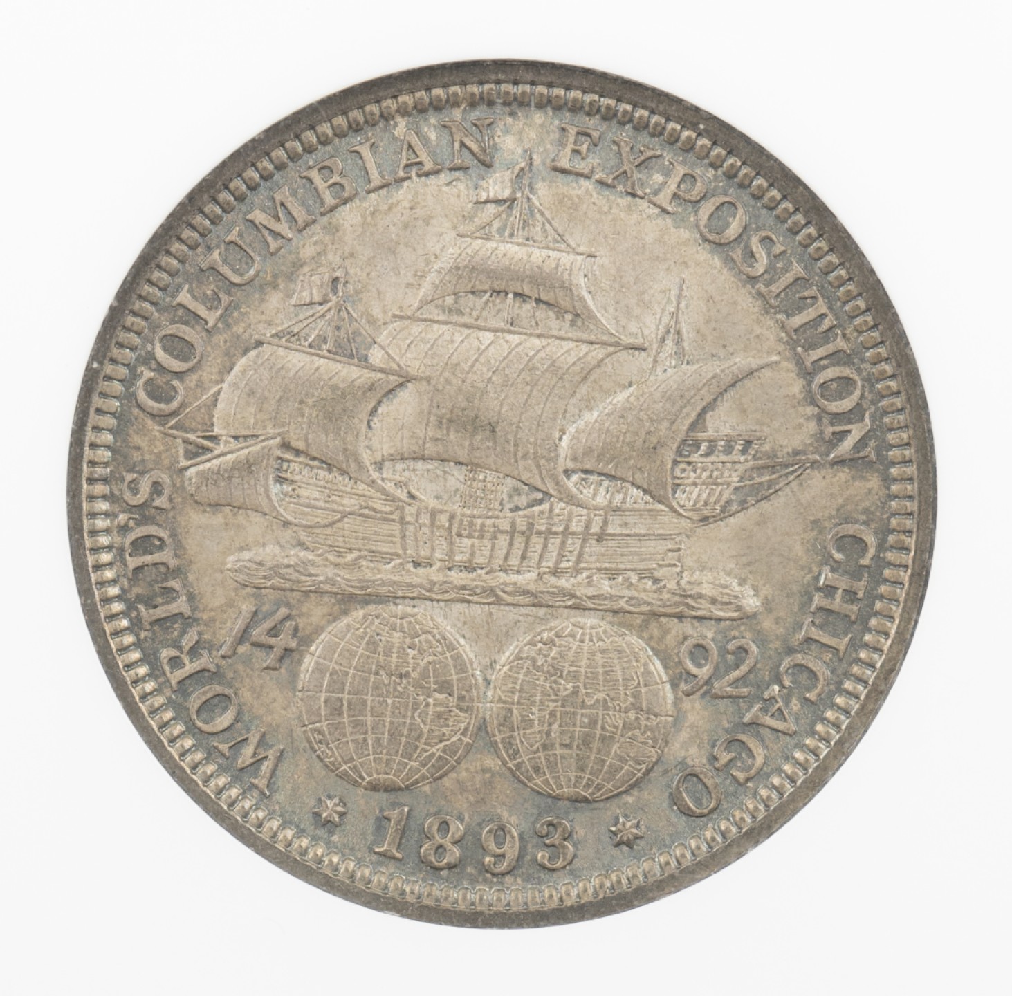 万国钱币拍卖第005期 1893美国哥伦布半美元，纪念哥伦布发现美洲大陆400周年，原味酱彩。