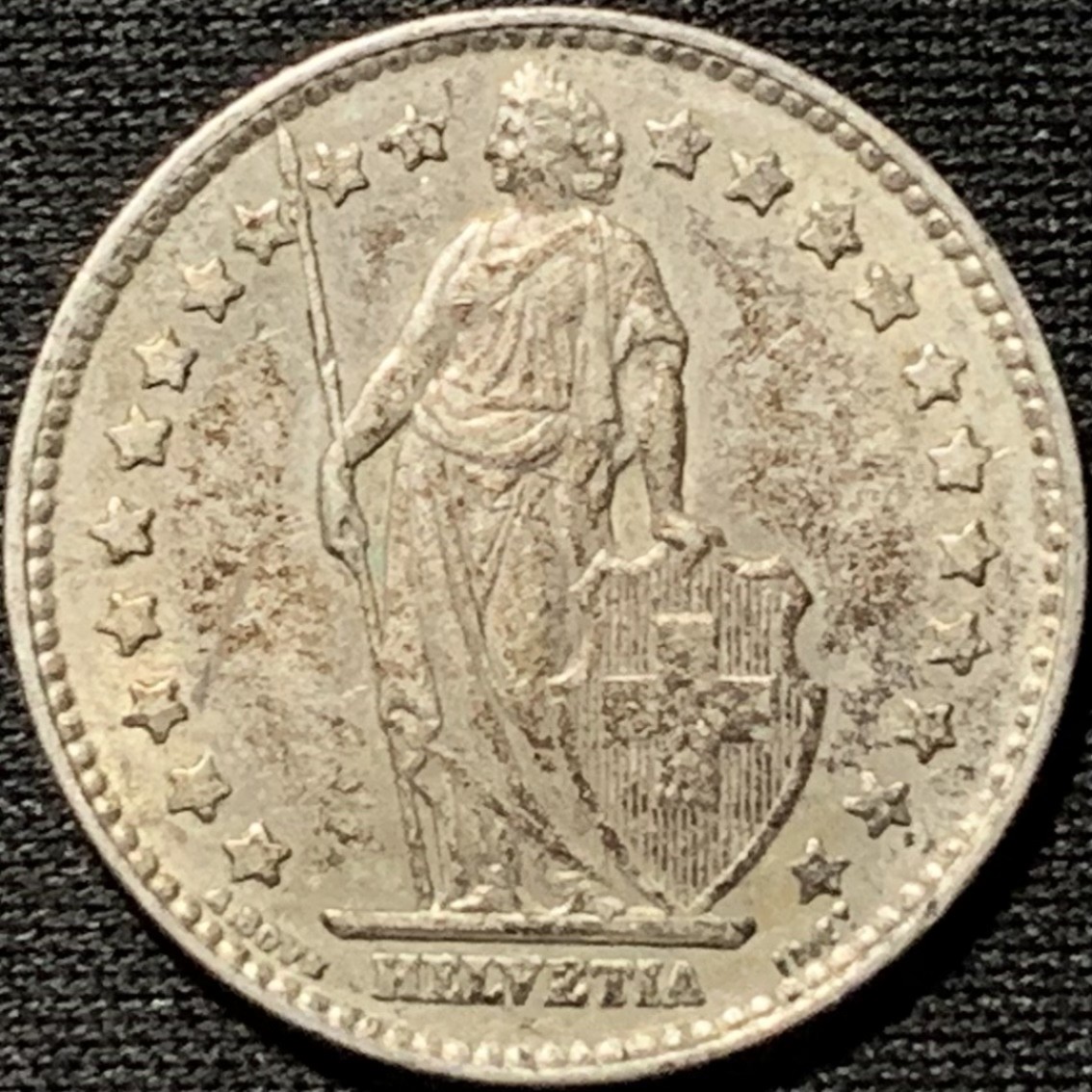 紫瑗钱币——第264期拍卖 瑞士 1961年 赫尔维蒂亚 1法郎 5克 0.835银