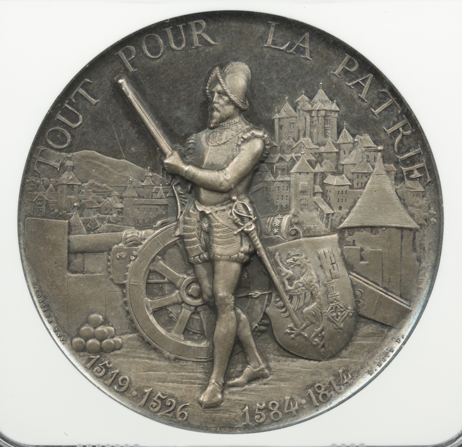 万国钱币拍卖第005期 1887瑞士日内瓦射击节高浮雕大银章