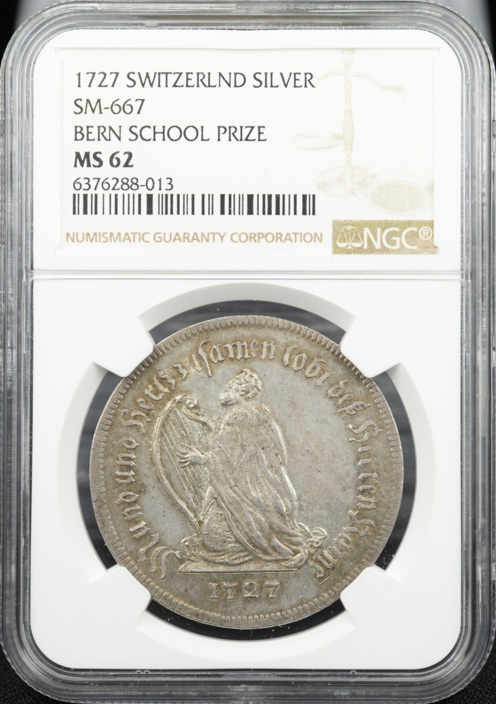 万国钱币拍卖第005期 1727年瑞士伯尔尼学院优异奖银章，39MM