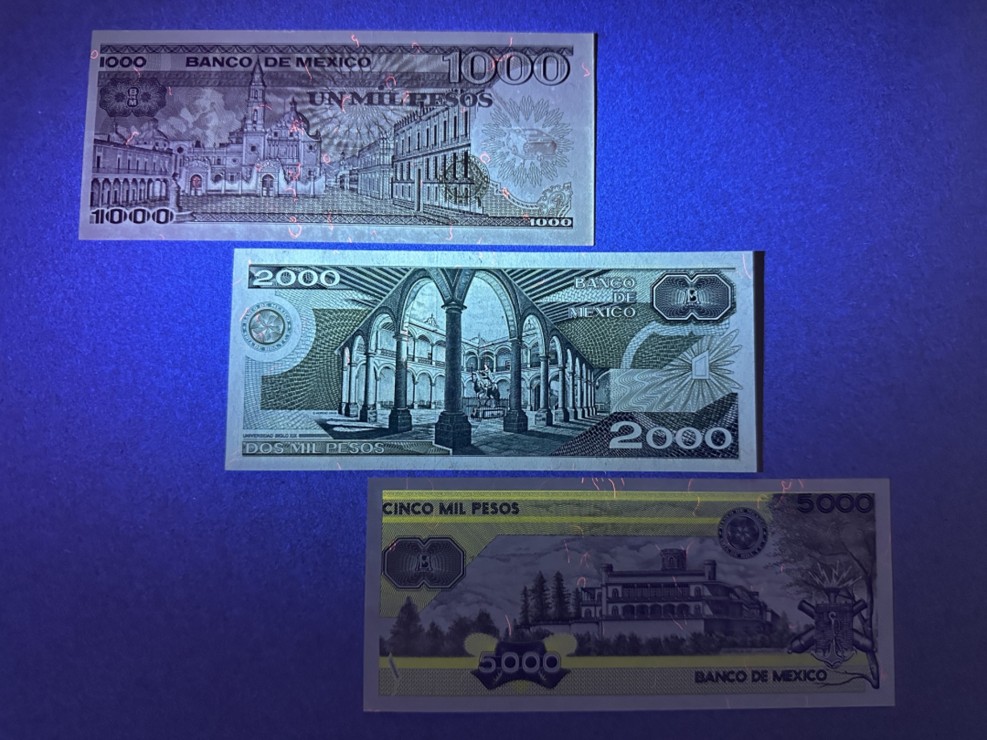 《张总收藏》96期——世界最佳纸币 墨西哥1000、2000、5000比索3张 UNC 1985年