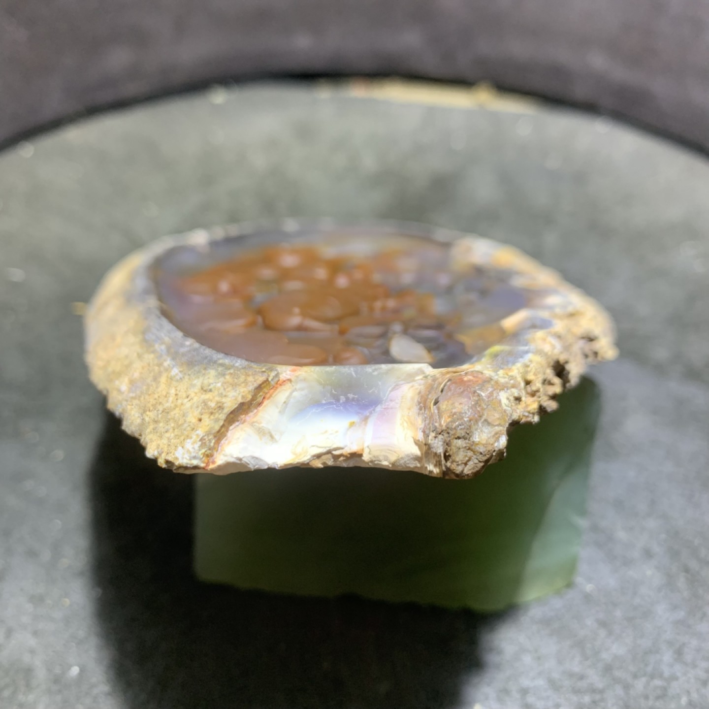 精美天然巴西玛瑙切片雕刻喜上眉梢摆件一个