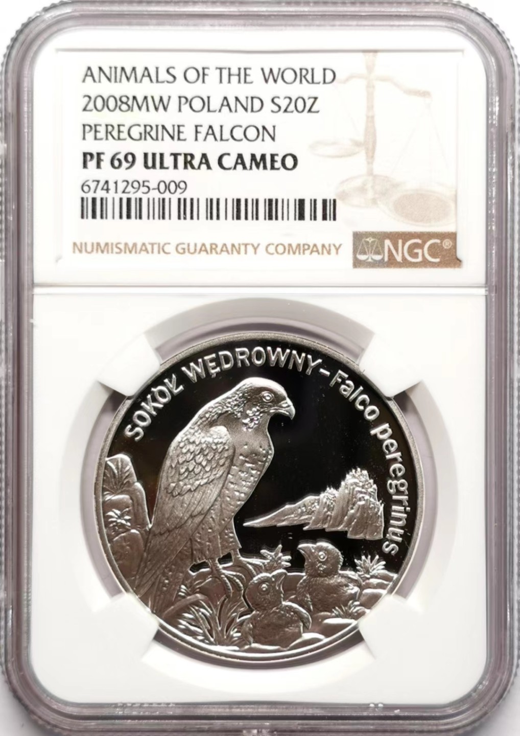 凡希社世界钱币微拍第二百三十四期 2008波兰游隼20Z精铸大银NGC-PF69UC