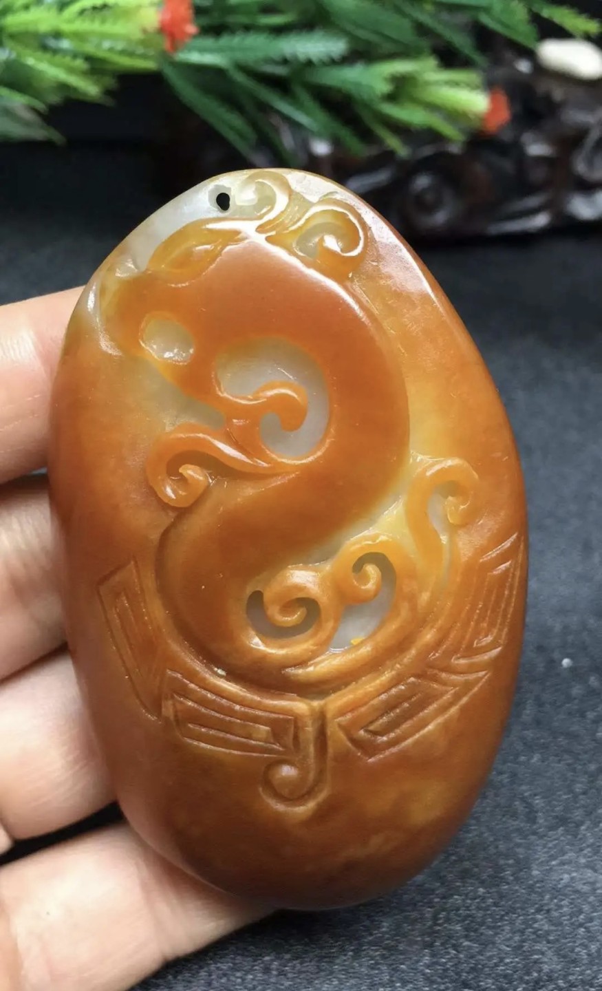｜冷门出品｜精选专拍·第贰拾壹场· 和田玉红沁仿古龙手把件｜尺寸70.8/43.0/15.1mm
