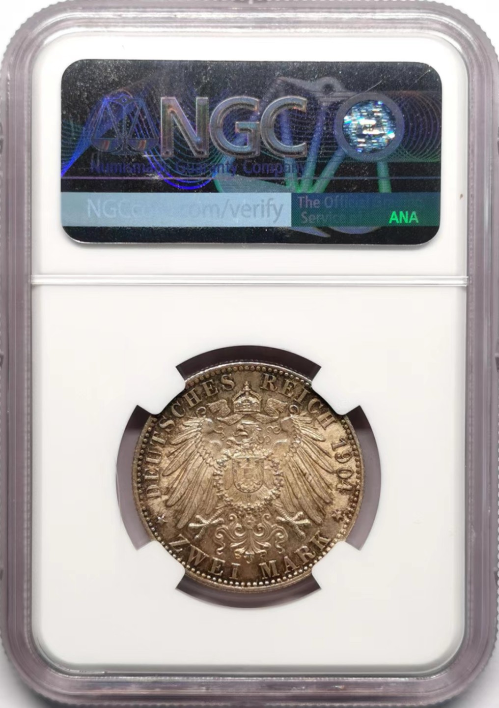 凡希社世界钱币微拍第二百三十四期 1904J不来梅2马克NGC-MS66美包浆！