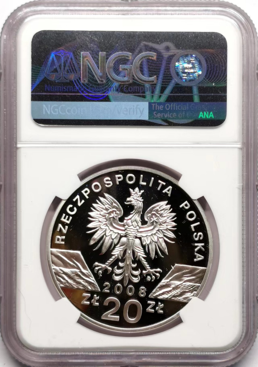 凡希社世界钱币微拍第二百三十四期 2008波兰游隼20Z精铸大银NGC-PF69UC