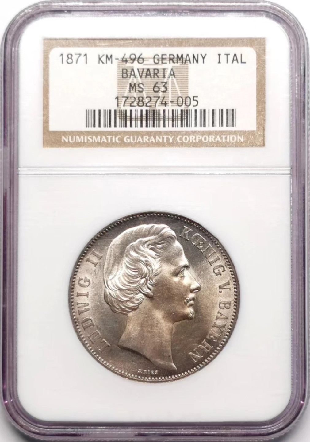 凡希社世界钱币微拍第二百三十四期 1871巴伐利亚胜利泰勒NGC-MS63