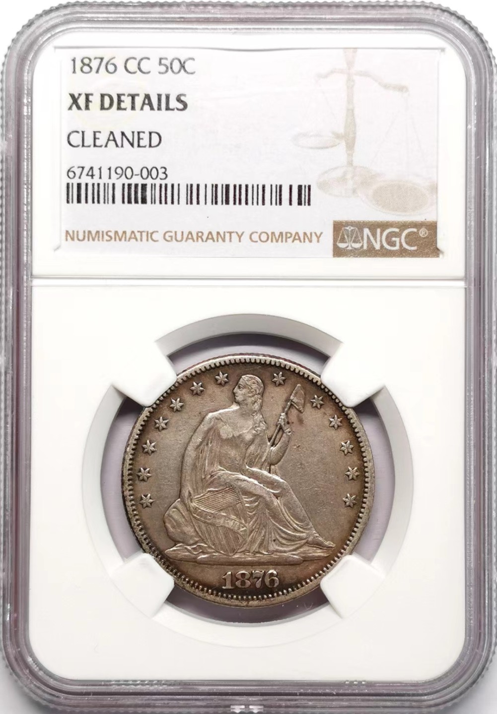 凡希社世界钱币微拍第二百三十四期 1876CC美国拿旗50分银币NGC-XFD