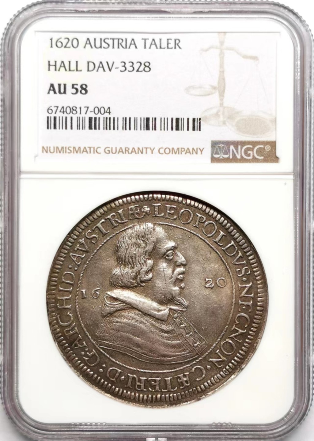 凡希社世界钱币微拍第二百三十四期 荐！1620神罗列奥波德主教泰勒NGC-AU58包浆醇厚！