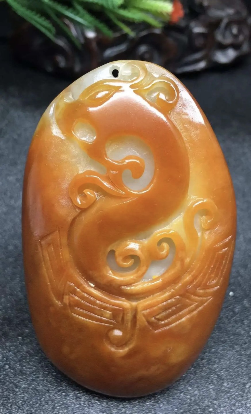 ｜冷门出品｜精选专拍·第贰拾壹场· 和田玉红沁仿古龙手把件｜尺寸70.8/43.0/15.1mm