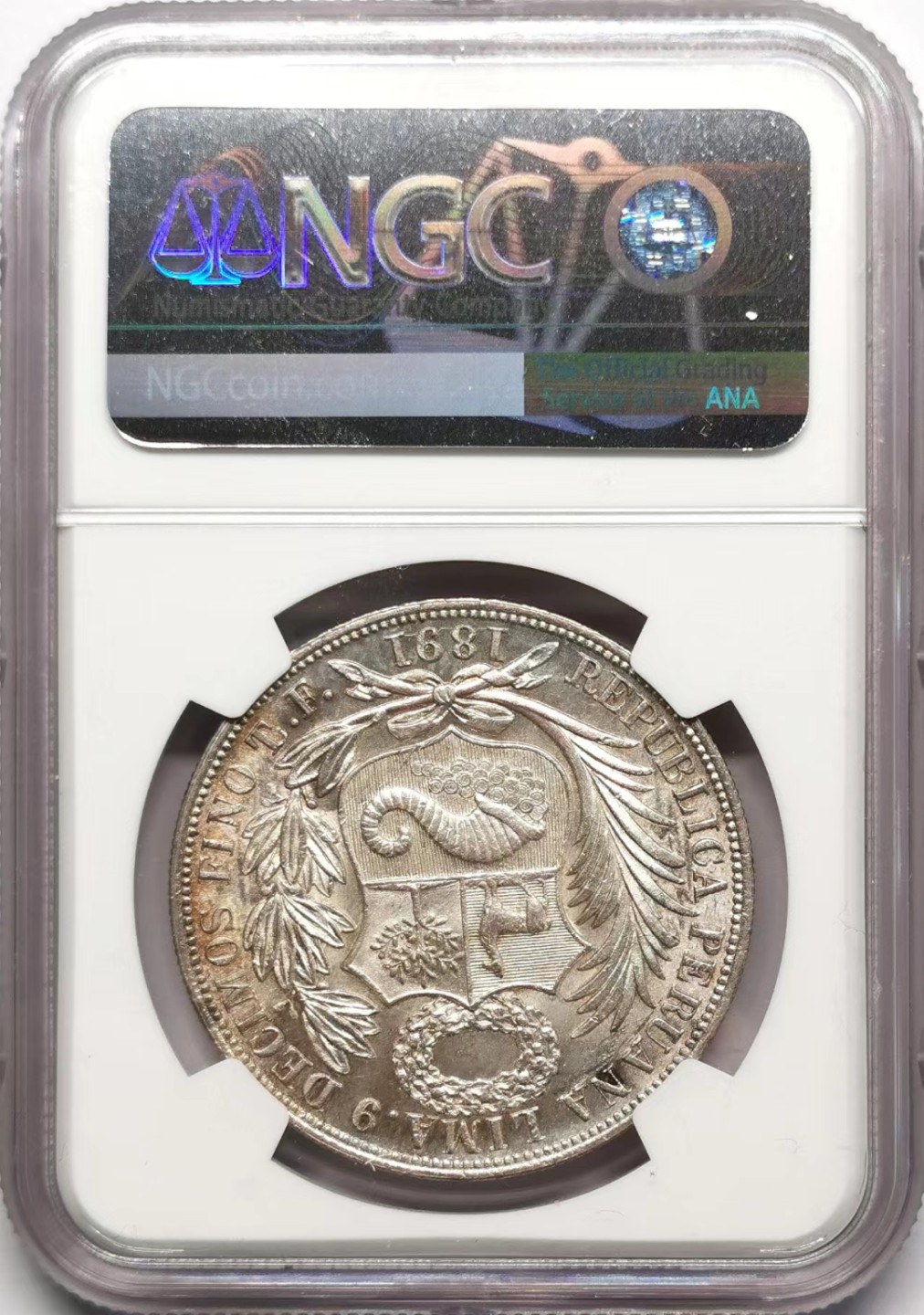 凡希社世界钱币微拍第二百三十四期 1891秘鲁SOL大银NGC-MS63