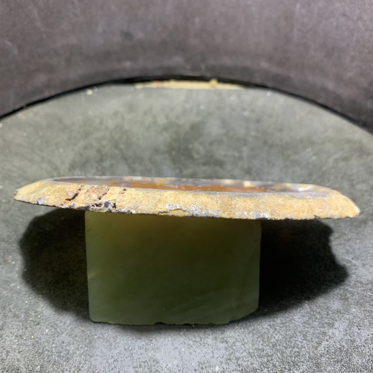 精美天然巴西玛瑙切片雕刻喜上眉梢摆件一个
