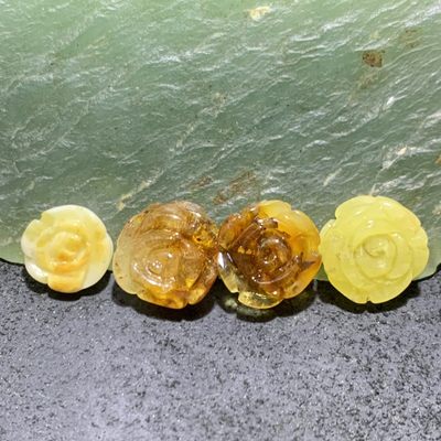 天然原矿蜜蜡通货珠玫瑰花4颗 - 天然原矿蜜蜡通货珠玫瑰花4颗
