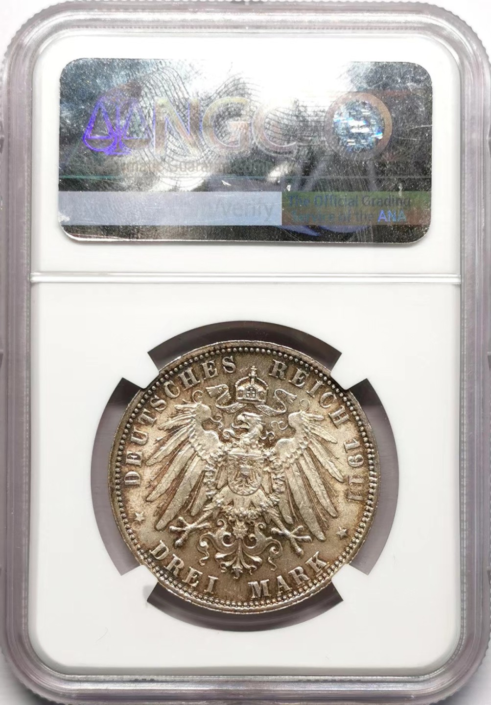 凡希社世界钱币微拍第二百三十四期 1911巴伐利亚90寿辰纪念3马克NGC-MS65