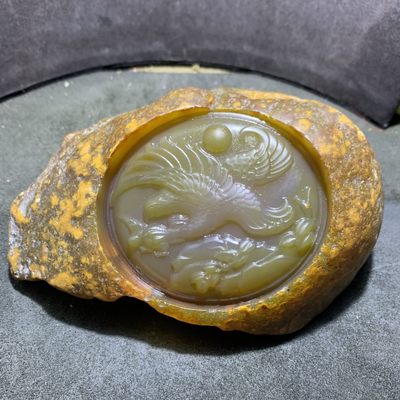 精美天然巴西玛瑙原石雕刻大展宏图摆件一个 - 精美天然巴西玛瑙原石雕刻大展宏图摆件一个