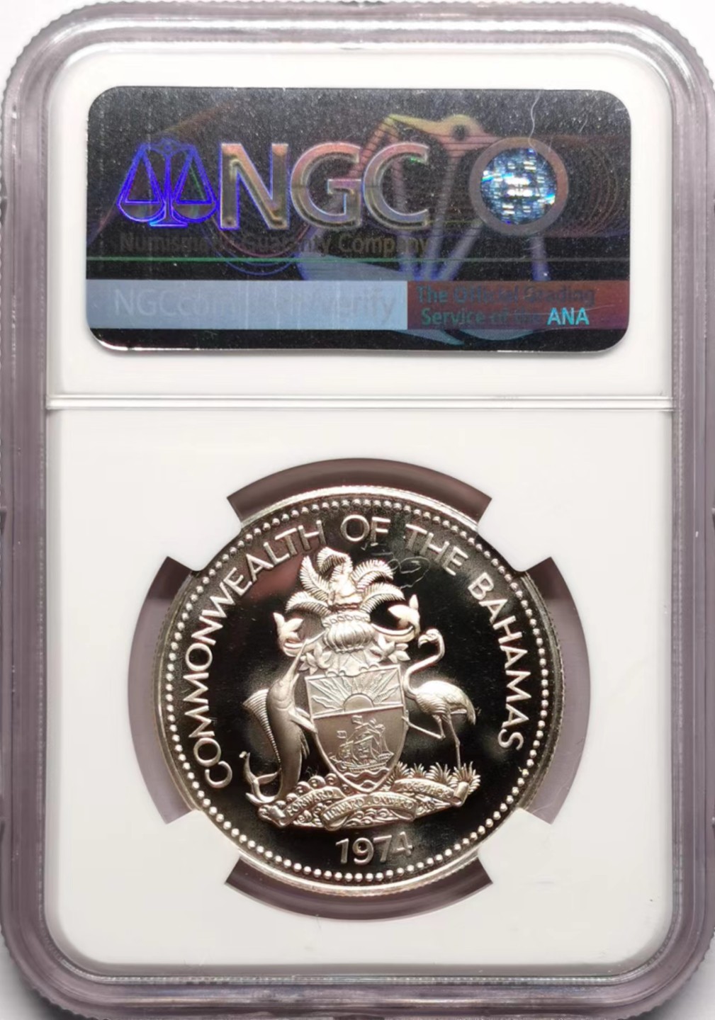 凡希社世界钱币微拍第二百三十四期 1974年巴哈马海螺壹元精铸大银NGC-PF68UC