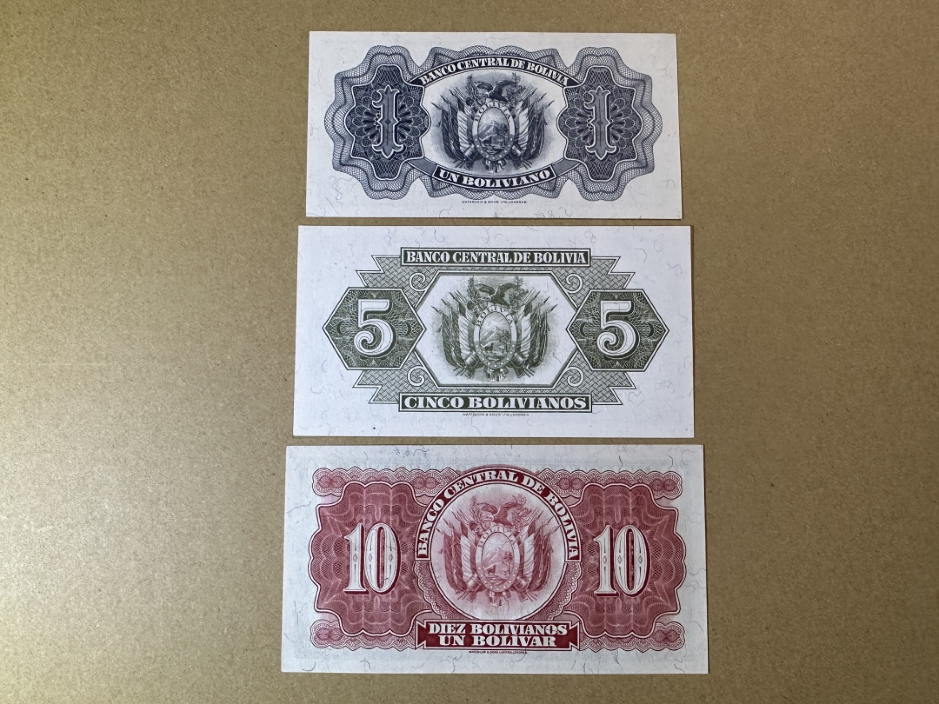《张总收藏》96期——世界最佳纸币 玻利维亚1、5、10玻利瓦尔3张 UNC 1928年版