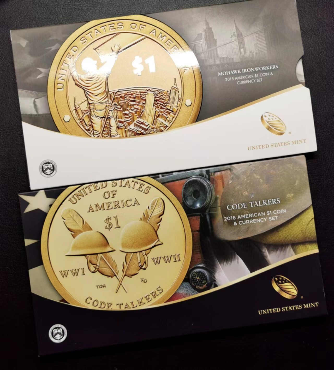 凡希社世界钱币微拍第二百三十四期 2015/2016美国创新纪念壹元卡装两套