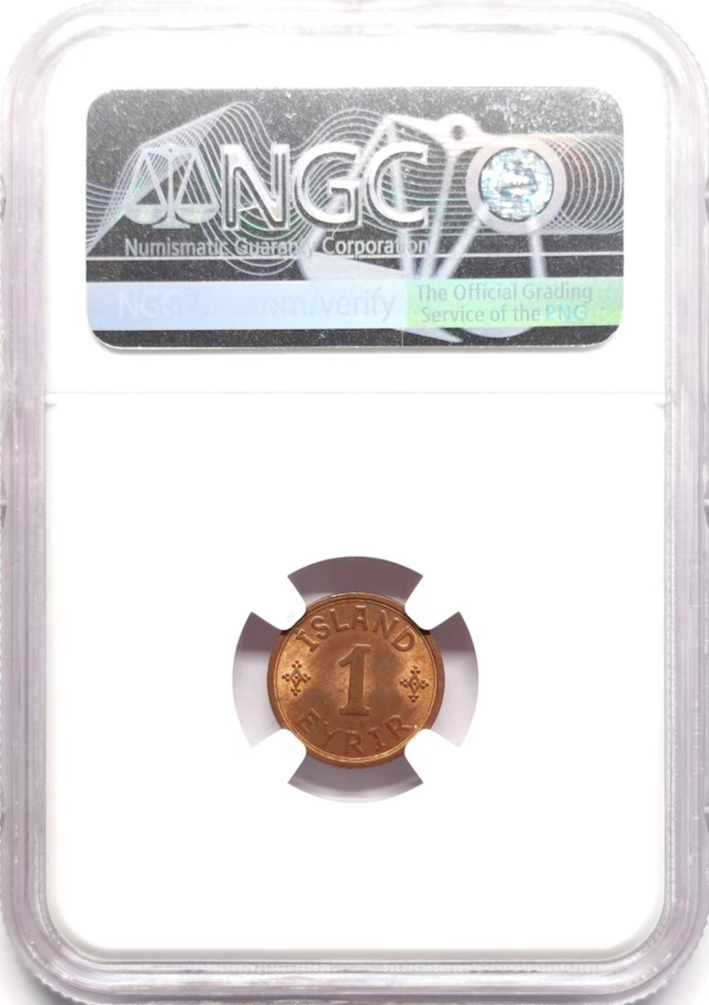 凡希社世界钱币微拍第二百三十四期 1940冰岛EYRIR铜币NGC-MS65