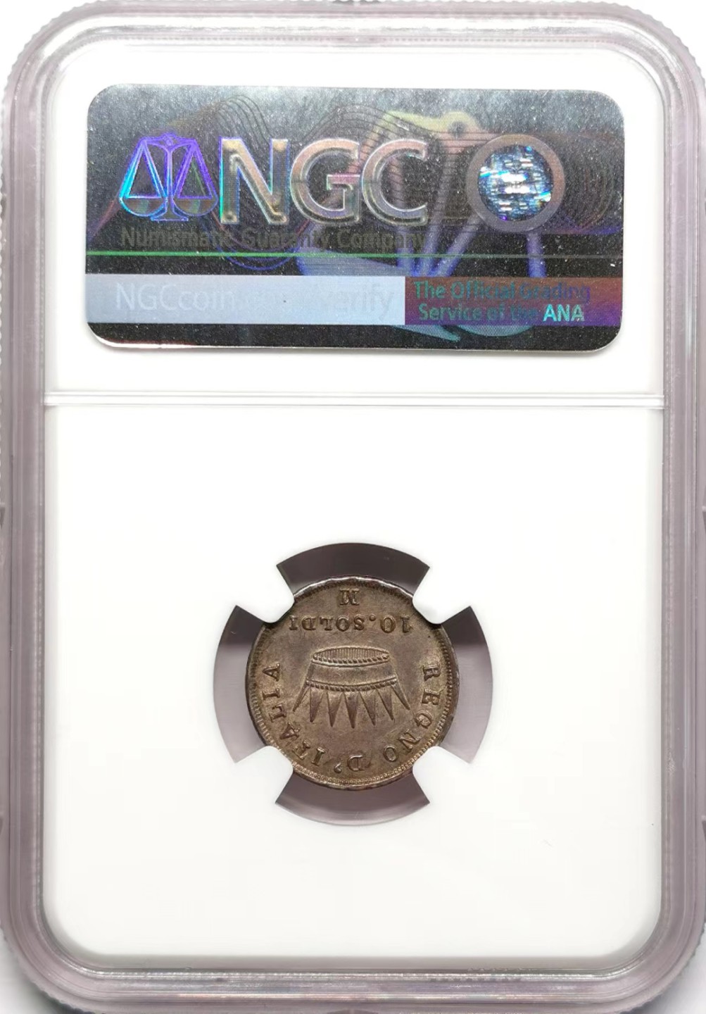 凡希社世界钱币微拍第二百三十四期 1811M意大利王国10Soldi银辅币NGC-MS63