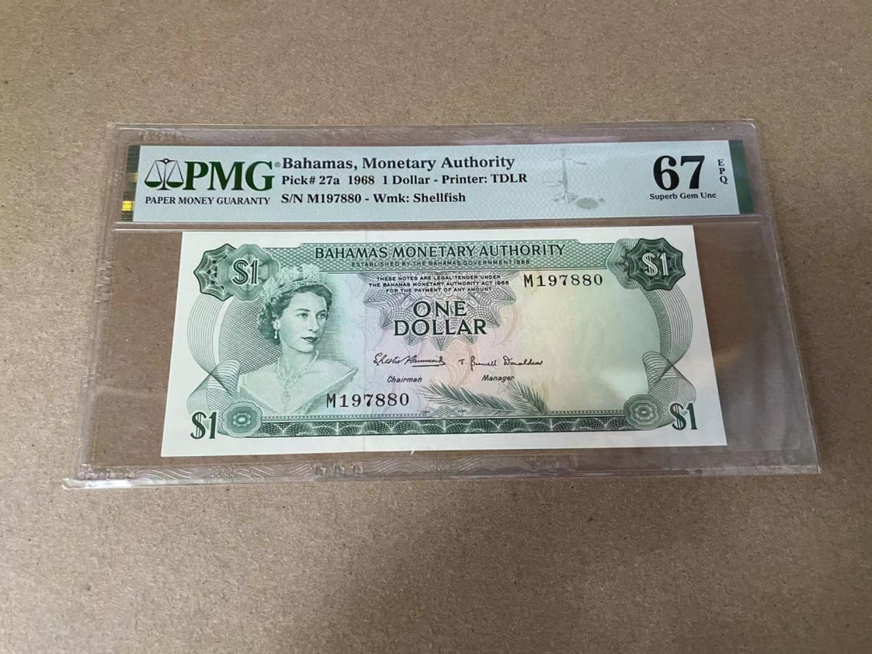 【Blue Auction】✨世界纸币精拍第309期——莫总专场XVII【精】 巴哈马 1968年1元 PMG67EPQ 女王 彩背 