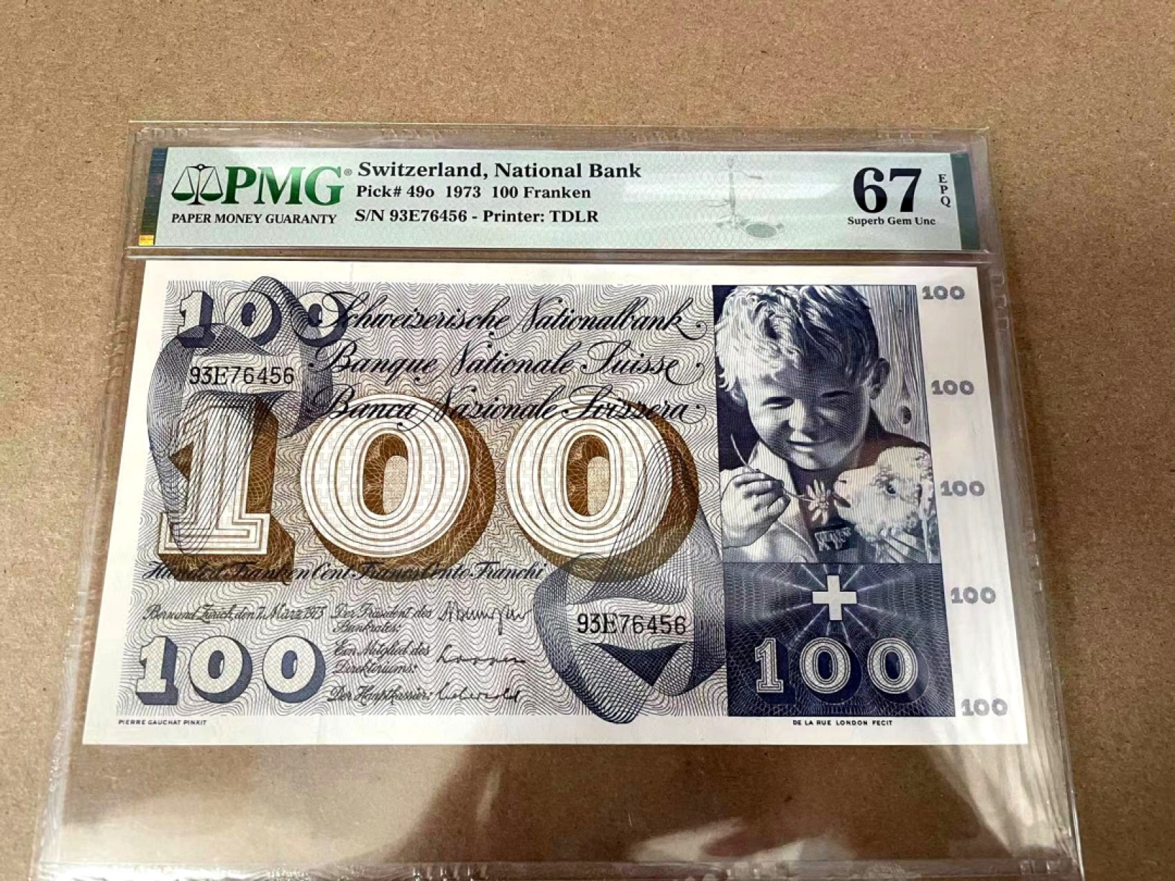 【Blue Auction】✨世界纸币精拍第309期——莫总专场XVII【精】 瑞士 1973年100法郎 PMG67EPQ 高分 圣马丁割袍 超大票幅