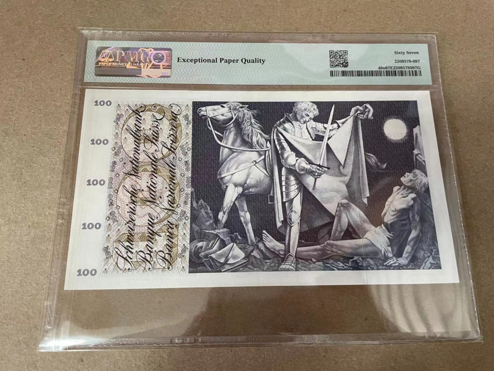 【Blue Auction】✨世界纸币精拍第309期——莫总专场XVII【精】 瑞士 1973年100法郎 PMG67EPQ 高分 圣马丁割袍 超大票幅