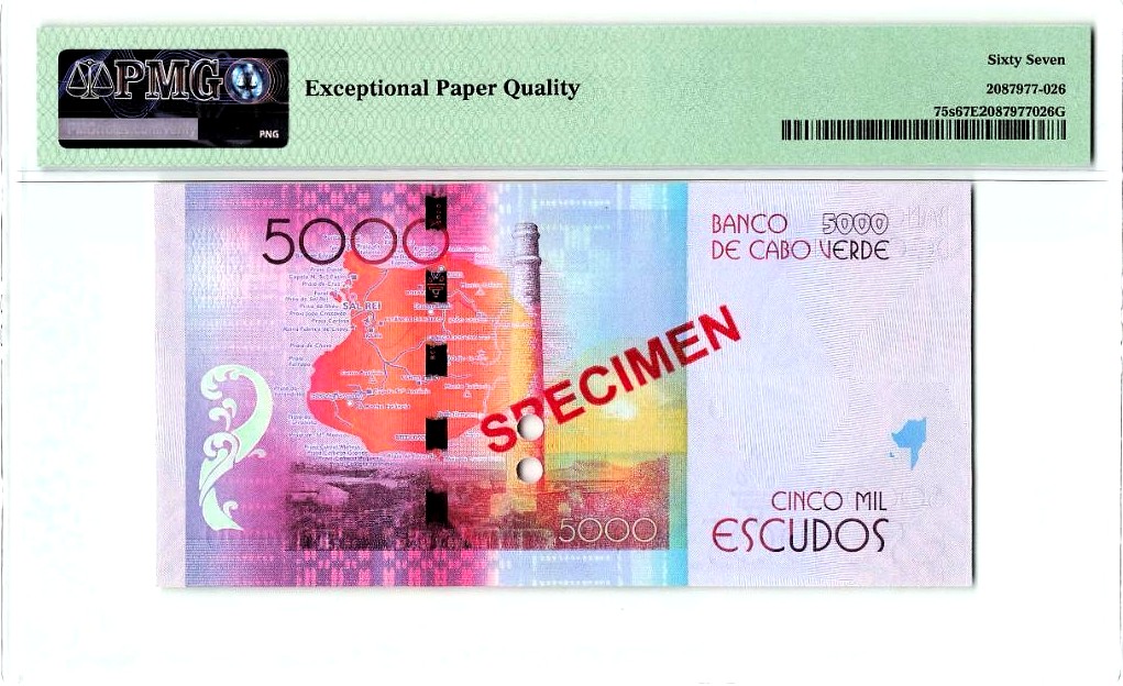 【Blue Auction】✨世界纸币精拍第309期——莫总专场XVII【精】  【冠军分】佛得角 2014年5000埃斯库多 最高值 样钞少见 PMG67EPQ 高分