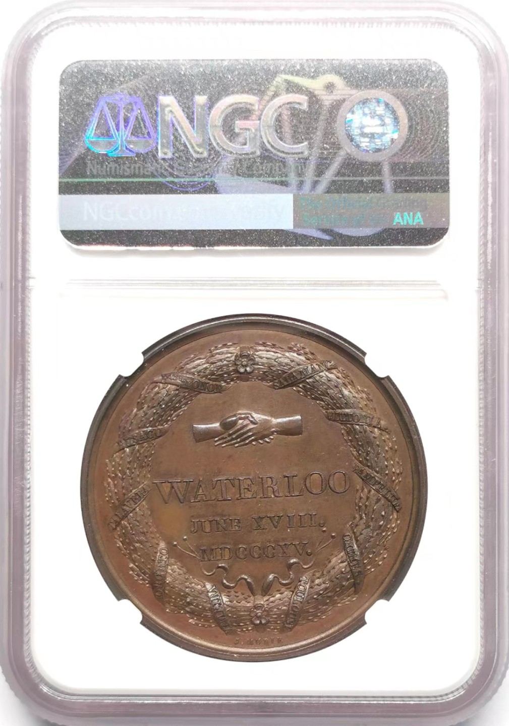 凡希社世界钱币微拍第二百三十四期 1820英国滑铁卢战役惠灵顿纪念铜章NGC-MS64