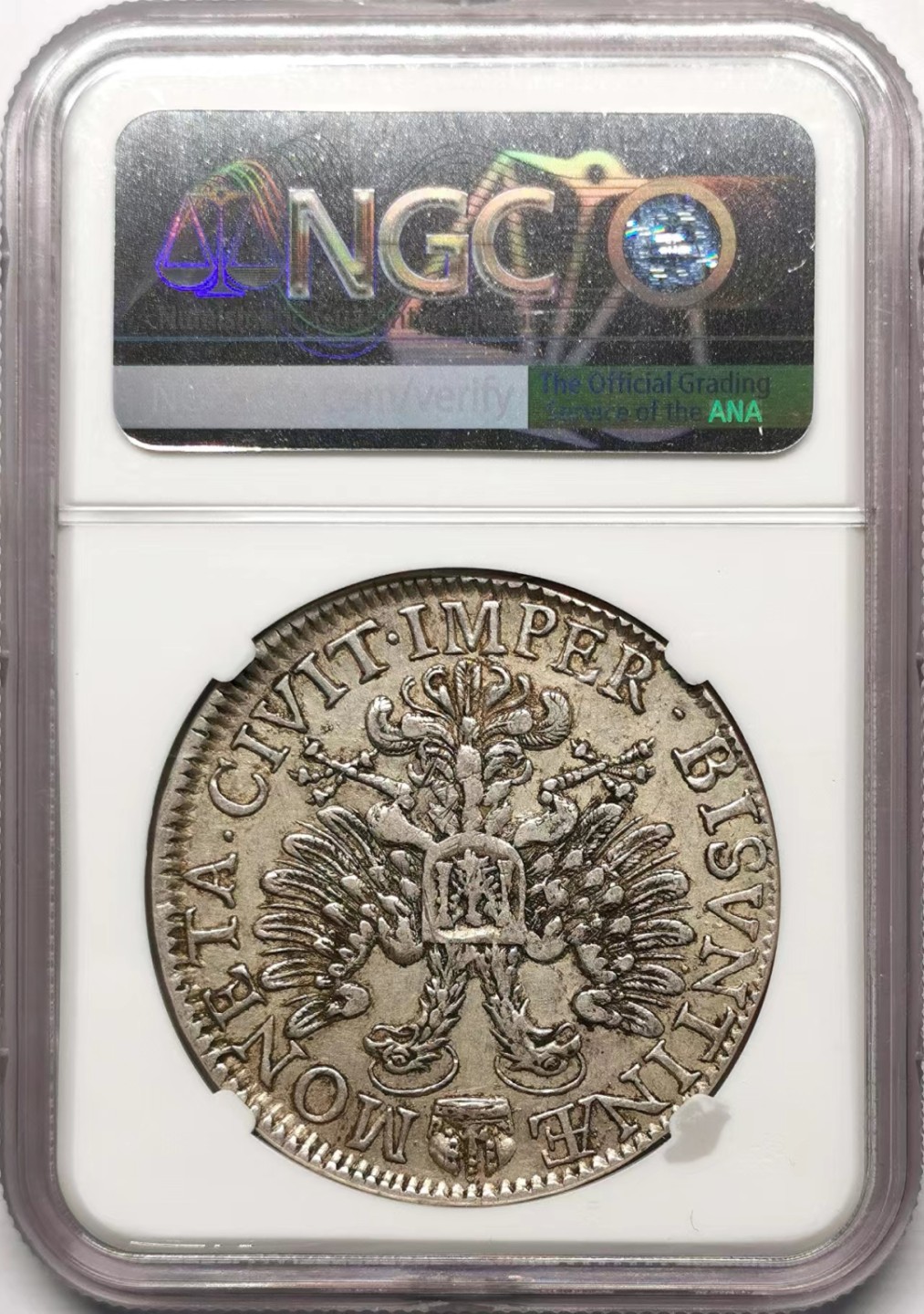 凡希社世界钱币微拍第二百三十四期 1666神罗贝桑松武士双头鹰泰勒大银NGC-AU53稀见！