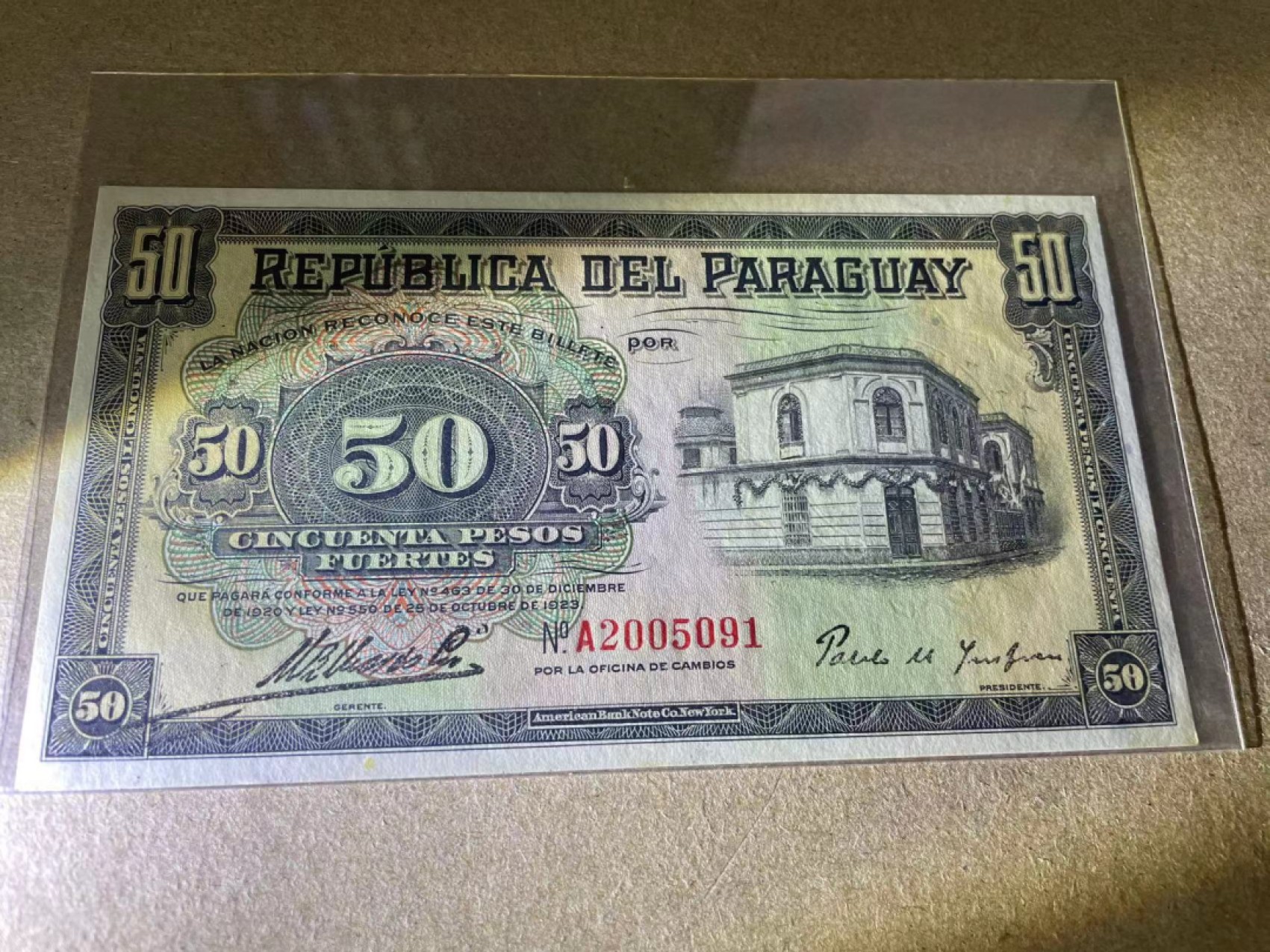【Blue Auction】✨世界纸币精拍第309期——莫总专场XVII【精】 【A冠无47】巴拉圭 早期 1923年50比索 实钞少见 UNC-