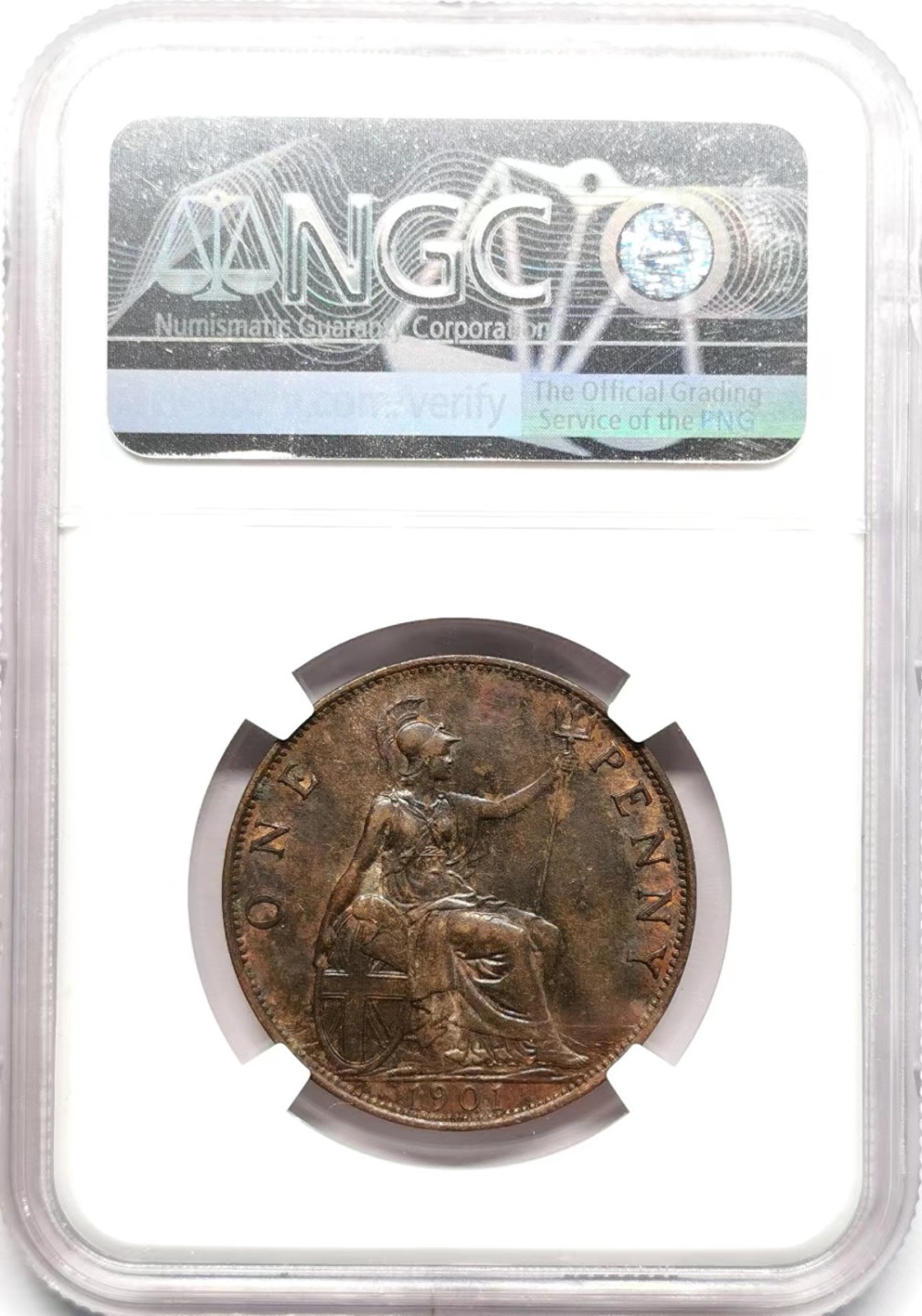 凡希社世界钱币微拍第二百三十四期 1901英国老维批纱便士NGC-MS62