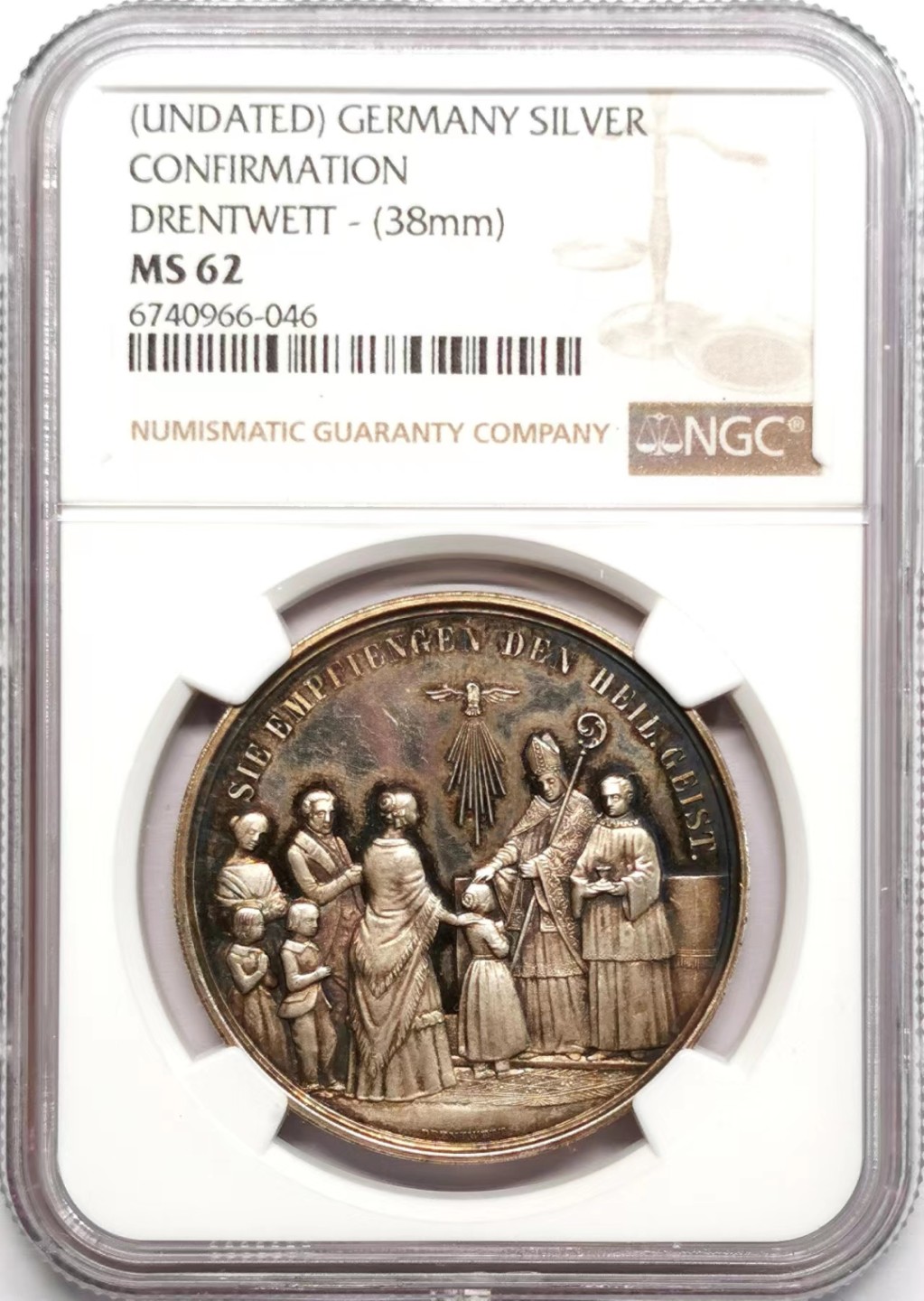 凡希社世界钱币微拍第二百三十四期 十九世纪德国天主教坚信礼纪念银章NGC-MS62