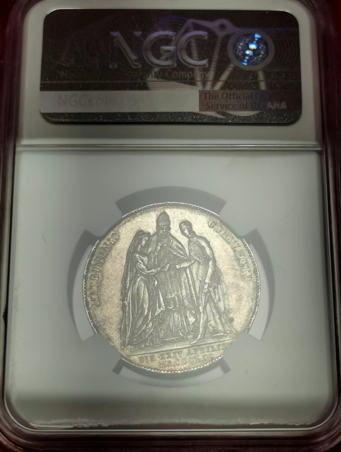 凡希社世界钱币微拍第二百三十四期 荐！1854奥地利茜茜公主成婚纪念古尔登NGC-MS62柔彩！