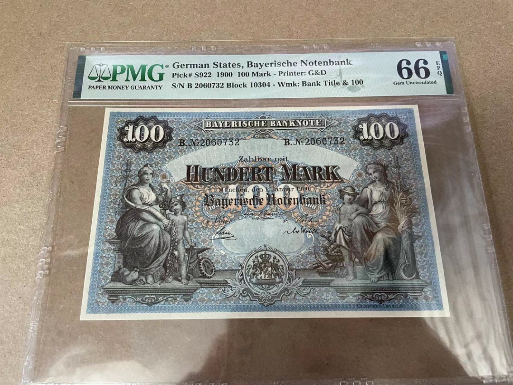 【Blue Auction】✨世界纸币精拍第309期——莫总专场XVII【精】  【百年风云 老捷德出品】德国 1900年100马克 PMG66EPQ 墨丘利 