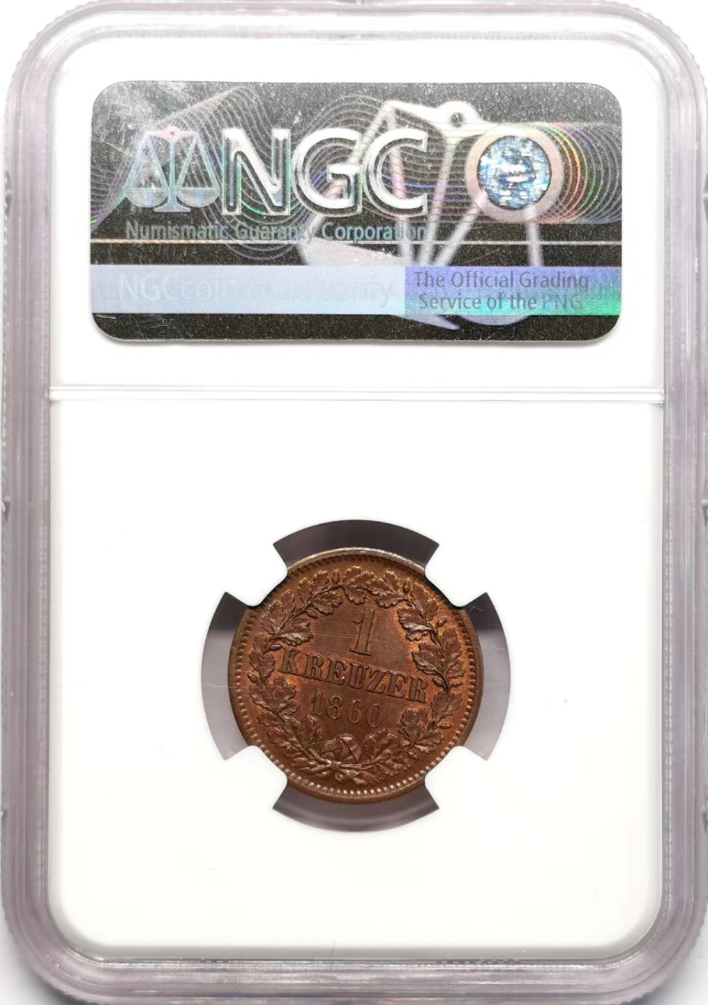 凡希社世界钱币微拍第二百三十四期 1860巴登1K铜币NGC-MS63