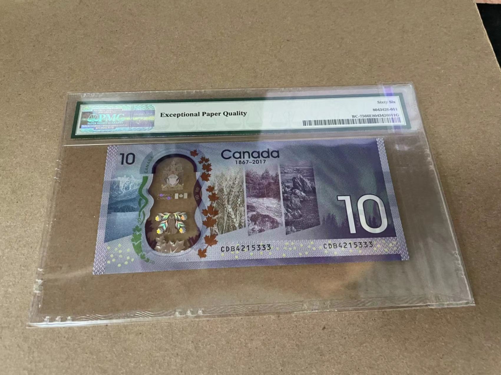 【Blue Auction】✨世界纸币精拍第309期——莫总专场XVII【精】 【333豹子号】加拿大 2017年10元 PMG66EPQ 