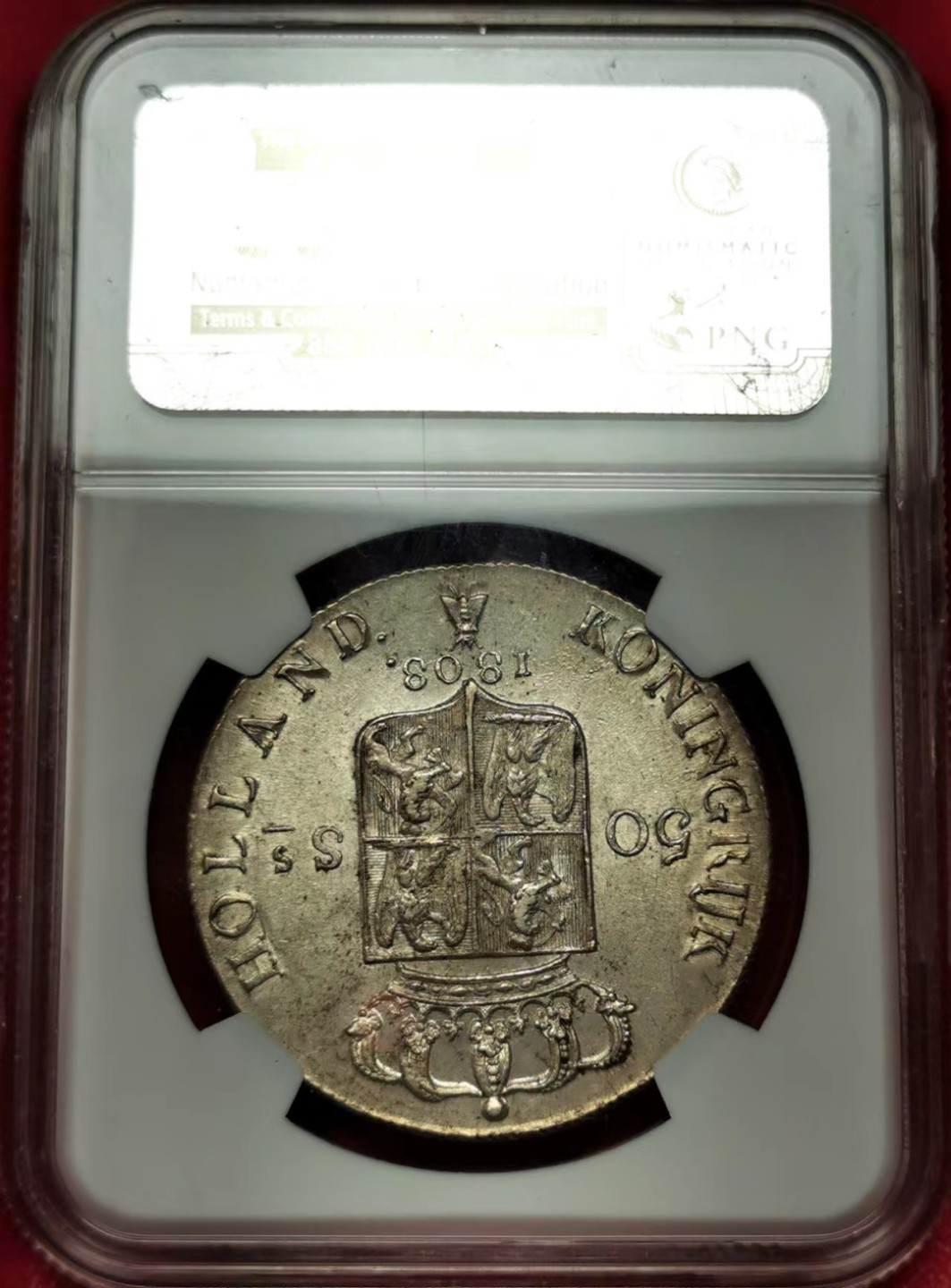 凡希社世界钱币微拍第二百三十四期 荐！1808荷兰王国路易波拿巴50ST大银NGC-MS64淡彩银光！