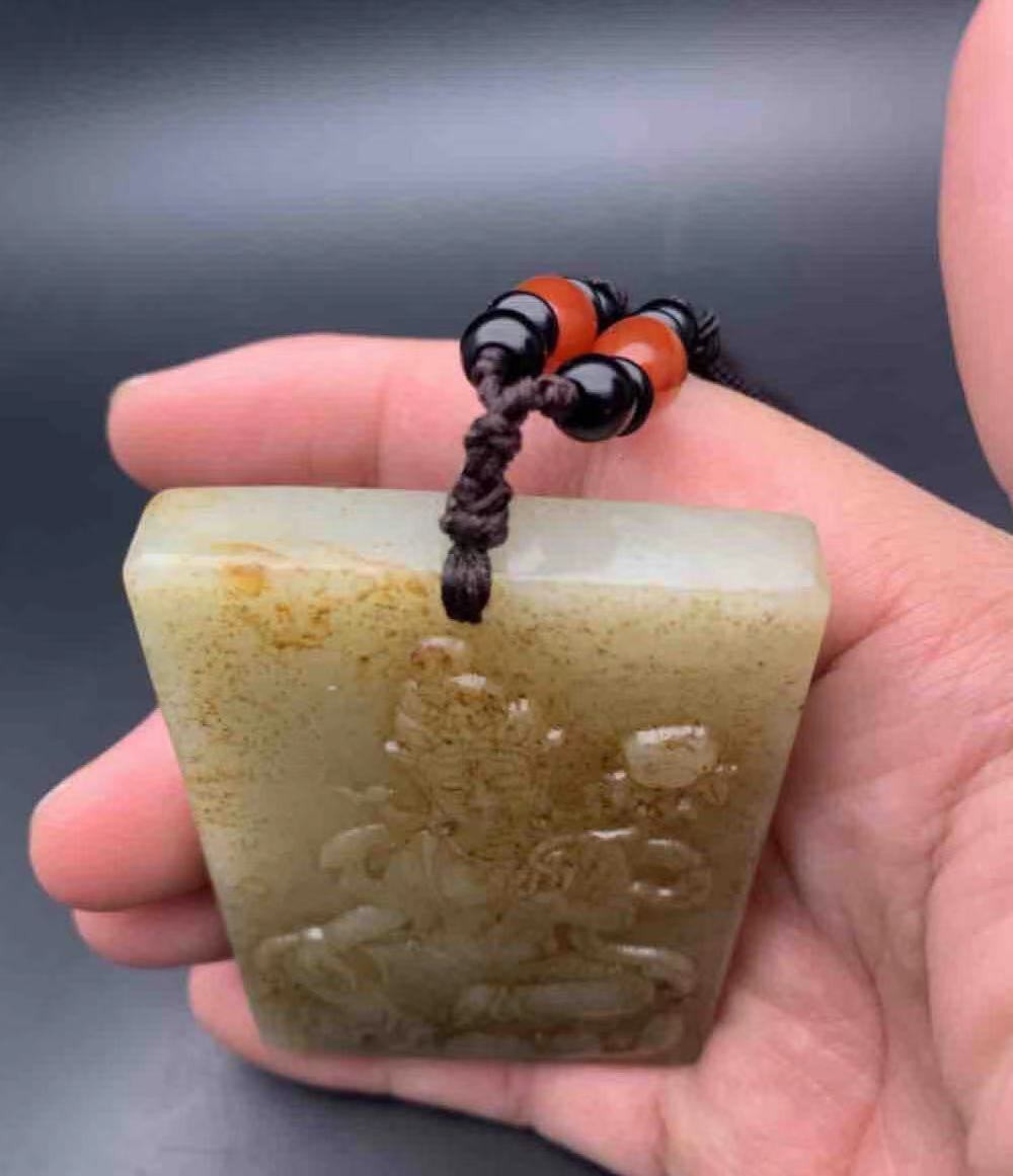 玉器，评级币精品专场 和田玉观音厚装玉牌