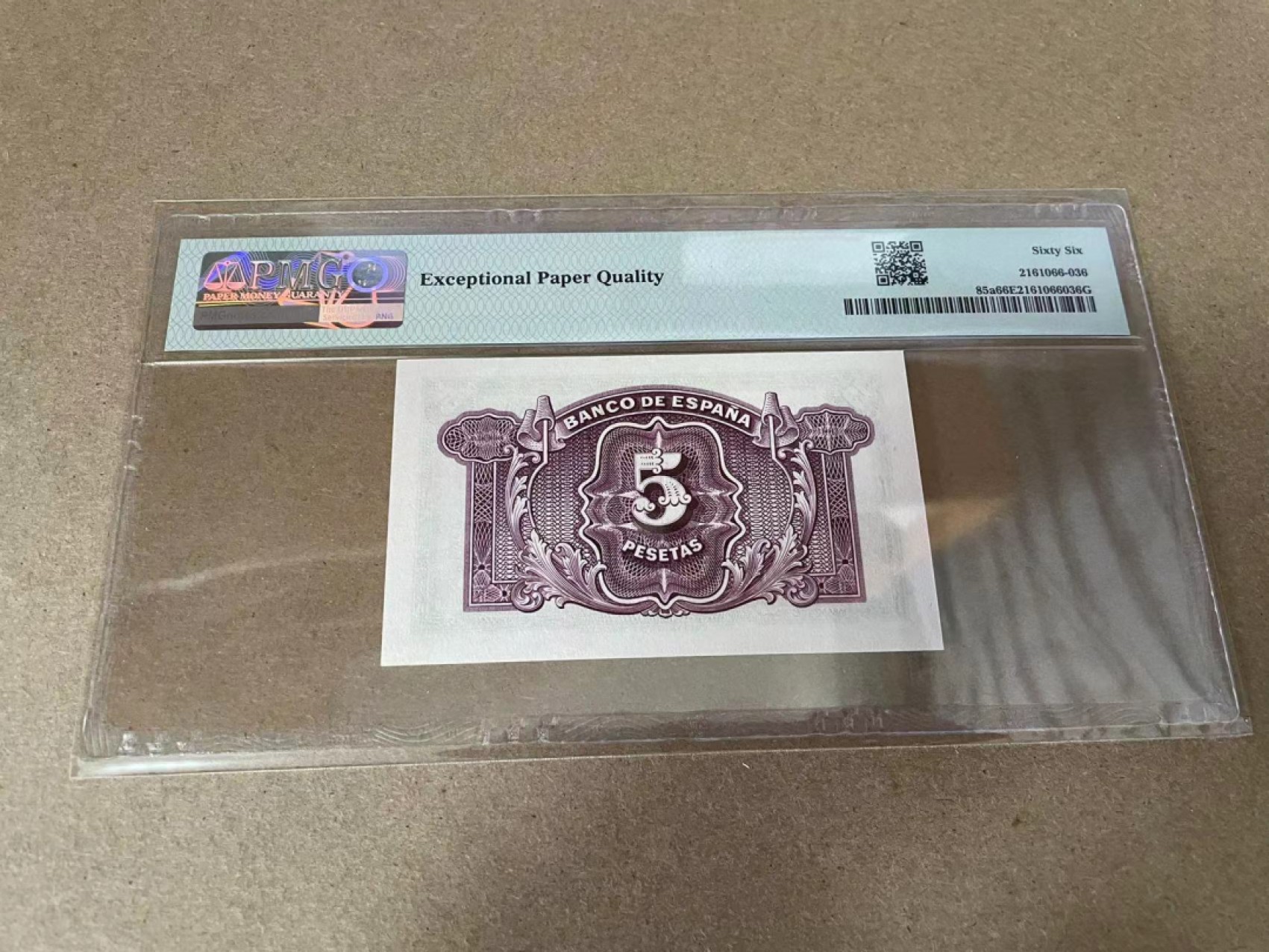 【Blue Auction】✨世界纸币精拍第309期——莫总专场XVII【精】 西班牙 1935年5比塞塔 PMG66EPQ 