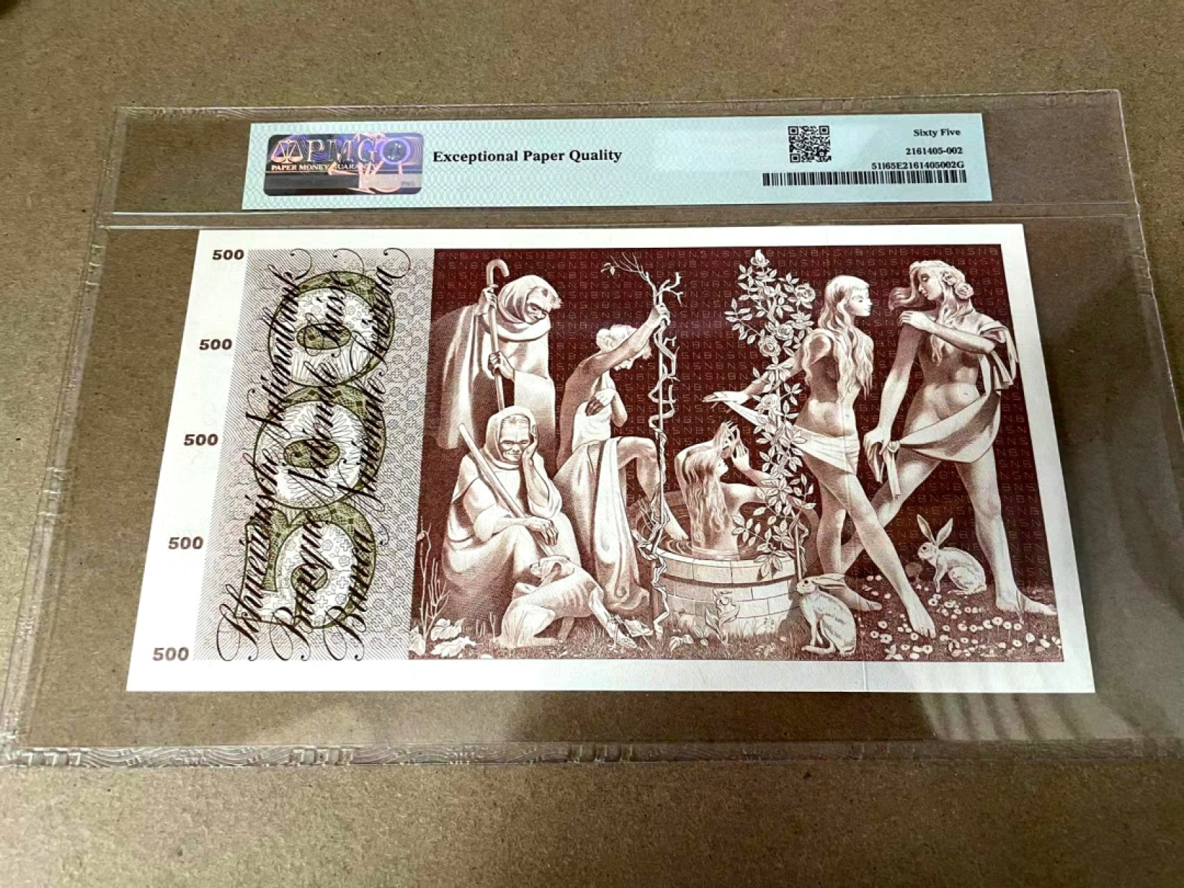 【Blue Auction】✨世界纸币精拍第309期——莫总专场XVII【精】 瑞士 1974年500法郎 PMG65EPQ 青春泉 超大票幅 设计精美 