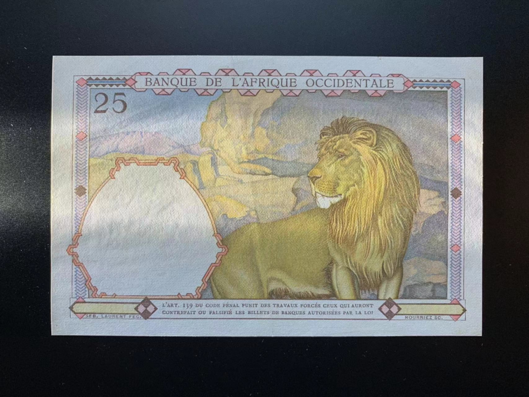 【Blue Auction】✨世界纸币精拍第309期——莫总专场XVII【精】 法属西非 1942年25法郎 AU 